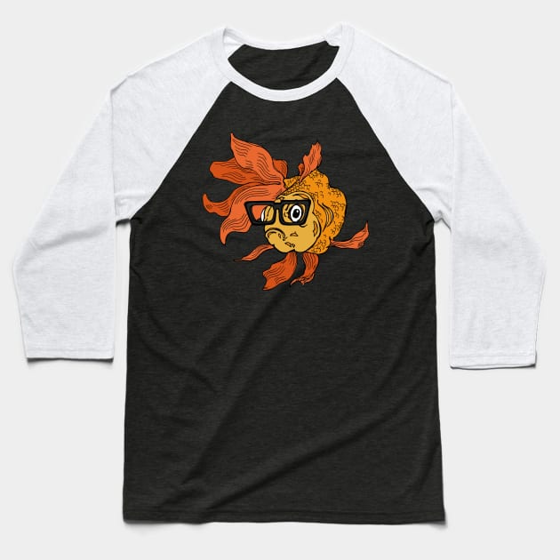 Hipster Goldfish Baseball T-Shirt by artfulfreddy